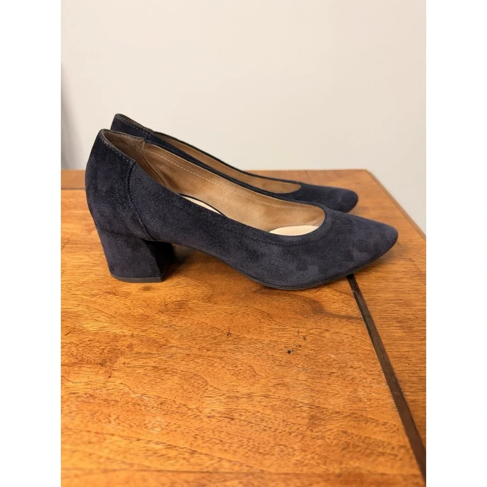 Paul Green Women's Size UK 3 US 5 Block Heel Pump Navy Suede Leather Point Toe
